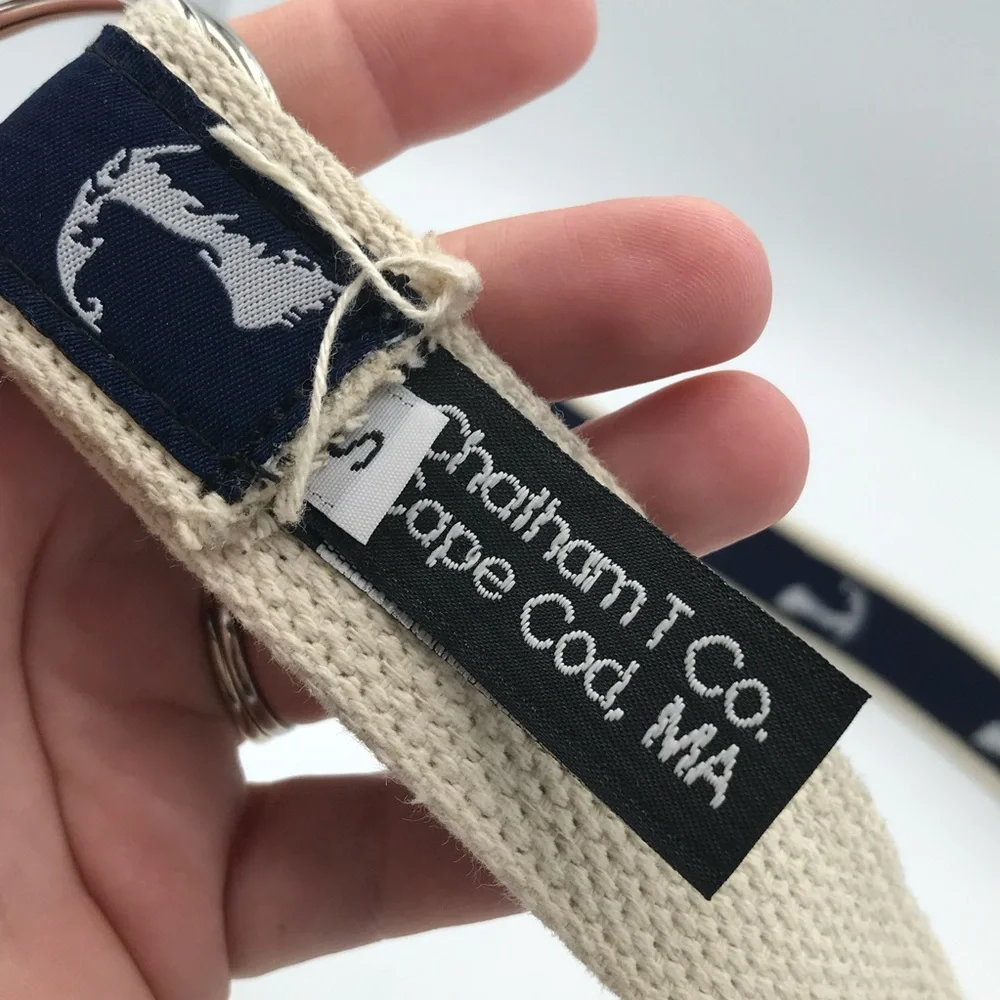 Chatham T Co Cape Cod MA Boys Youth Canvas Fabric‎ Print Belt Small Blue D Ring